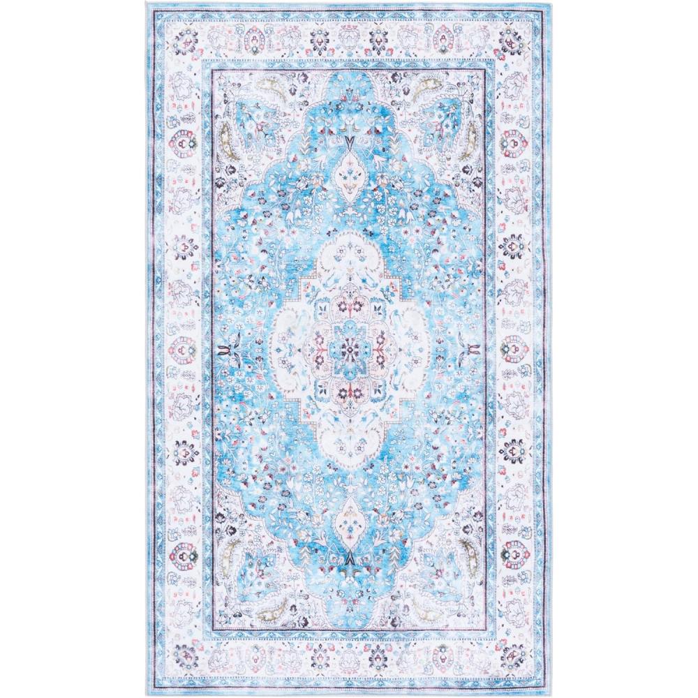 imageMartha Stewart x SAFAVIEH Machine Washable Area Rug Collection 5 x 8 Turquoise ampamp Beige Slip Resistant ampamp Easy Cleaning Ideal for Ideal for Living Room Bedroom Dining Space MSRW136KTurquoiseBeige