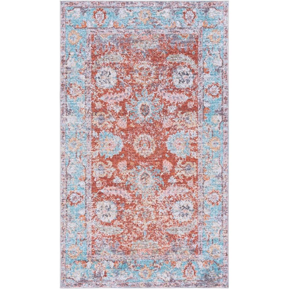 imageMartha Stewart x SAFAVIEH Machine Washable Area Rug Collection 5 x 8 Turquoise ampamp Rust Slip Resistant ampamp Easy Cleaning Ideal for Ideal for Living Room Bedroom Dining Space MSRW108KTurquoiseRust