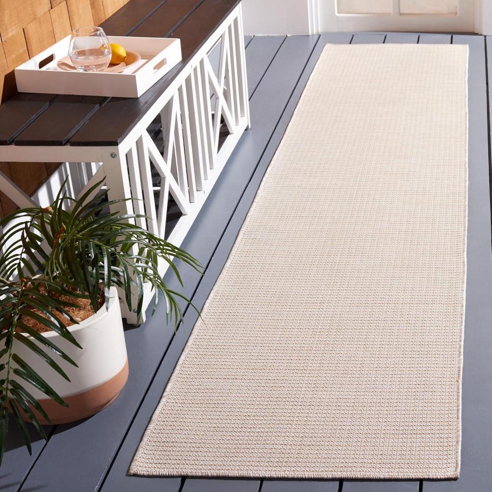 imageMartha Stewart x SAFAVIEH Outdoor Area Rug Collection 65quot Round Navy Weather Resistant ampamp Washable Ideal for Patio Backyard Mudroom Deck Dining Space MSR4490NBeige