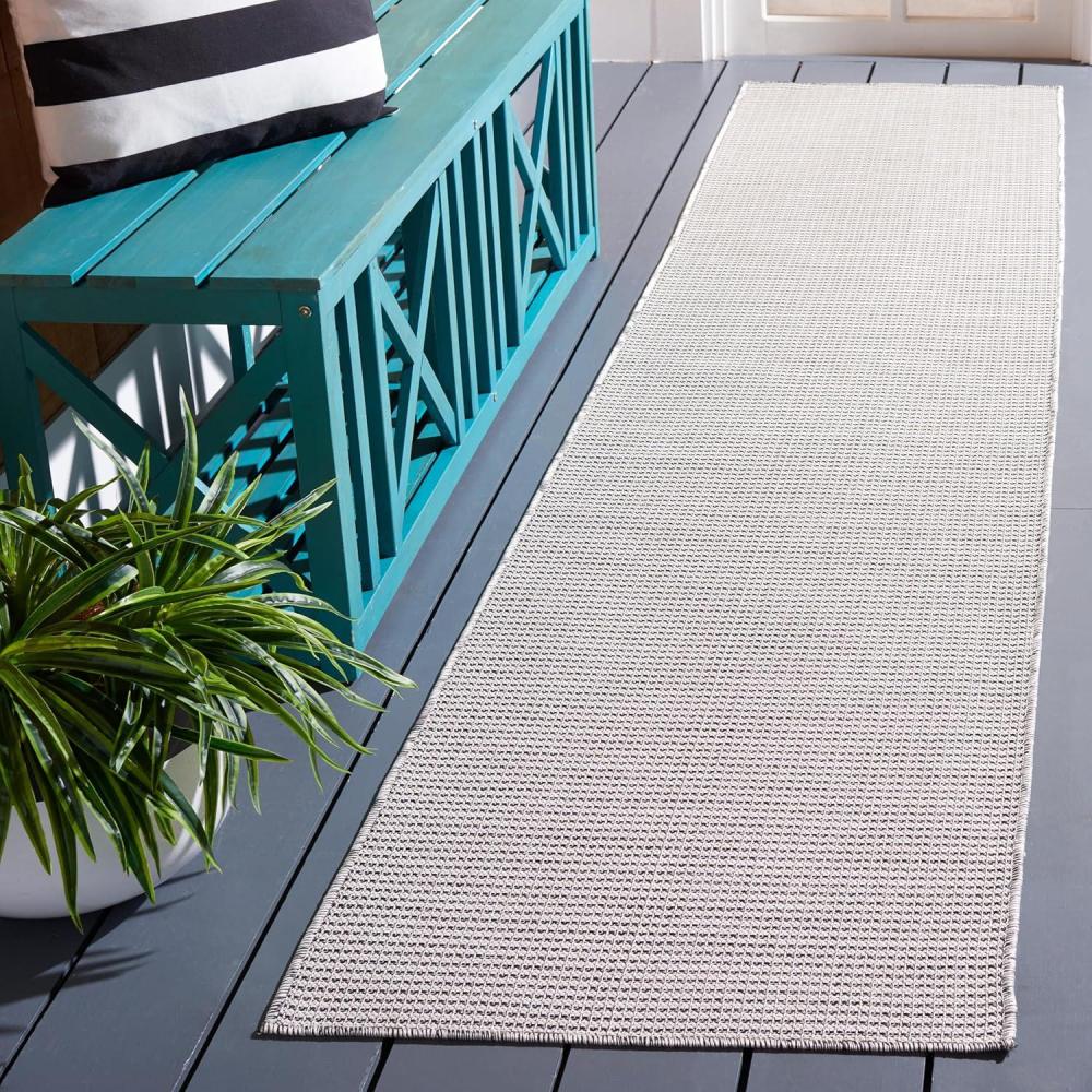 imageMartha Stewart x SAFAVIEH Outdoor Area Rug Collection 65quot Round Navy Weather Resistant ampamp Washable Ideal for Patio Backyard Mudroom Deck Dining Space MSR4490NBeigeBlack