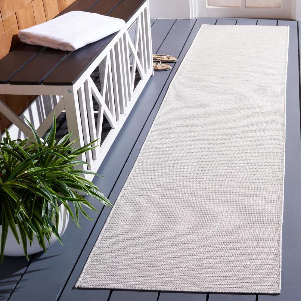 imageMartha Stewart x SAFAVIEH Outdoor Area Rug Collection 65quot Round Navy Weather Resistant ampamp Washable Ideal for Patio Backyard Mudroom Deck Dining Space MSR4490NIvory