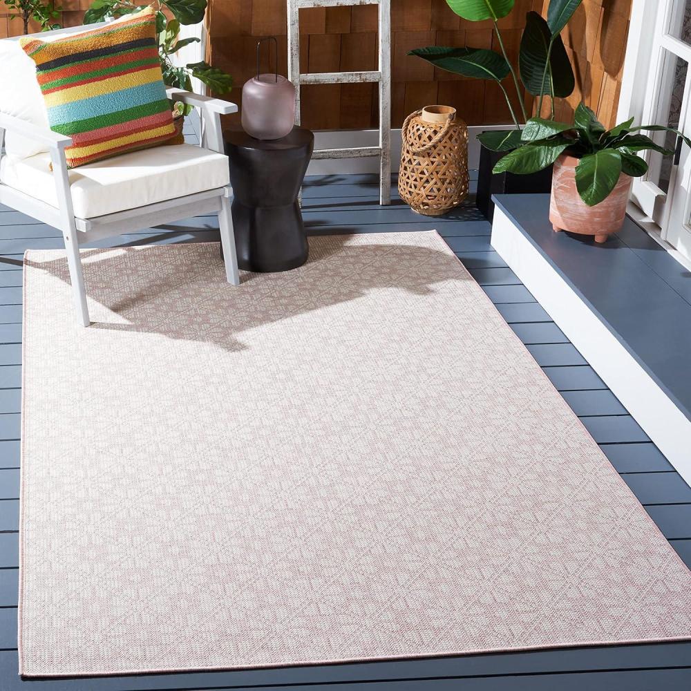 imageMartha Stewart x SAFAVIEH Outdoor Area Rug Collection  8 x 10 Blue ampamp Beige Weather Resistant ampamp Washable Ideal for Patio Backyard Mudroom Deck Dining Space MSR4491MPinkIvory