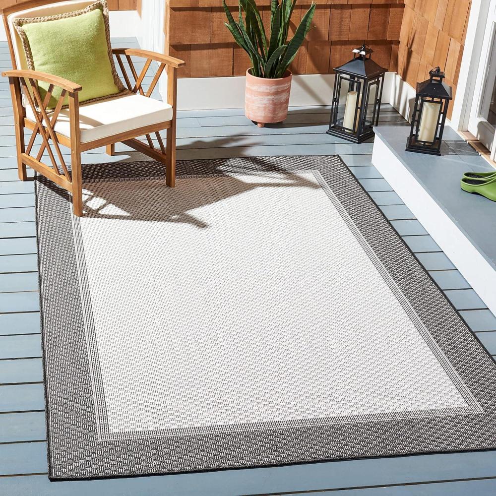 imageMartha Stewart x SAFAVIEH Outdoor Area Rug Collection 8 x 10 Camel ampamp Brown Weather Resistant ampamp Washable Ideal for Patio Backyard Mudroom Deck Dining Space MSRO386TIvoryCharcoal