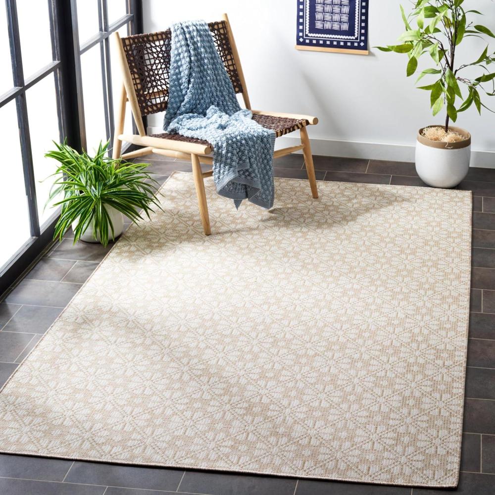 imageMartha Stewart x SAFAVIEH Outdoor Area Rug Collection  8 x 10 Grey ampamp Ivory Weather Resistant ampamp Washable Ideal for Patio Backyard Mudroom Deck Dining Space MSR4491FBeigeIvory