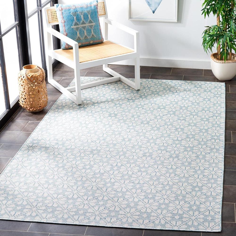 imageMartha Stewart x SAFAVIEH Outdoor Area Rug Collection 8 x 10 Grey ampamp Ivory Weather Resistant ampamp Washable Ideal for Patio Backyard Mudroom Deck Dining Space MSR4491FAqua