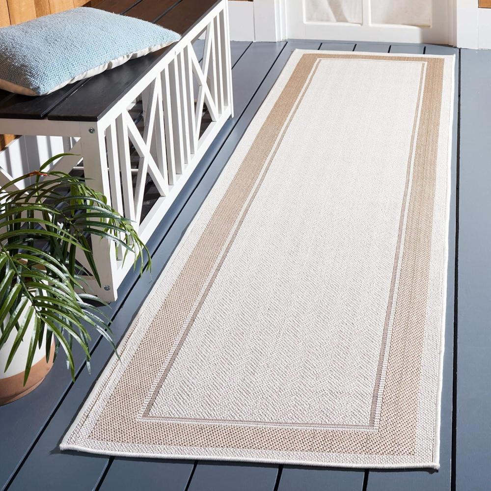 imageMartha Stewart x SAFAVIEH Outdoor Area Rug Collection 8 x 10 Ivory ampamp Grey Weather Resistant ampamp Washable Ideal for Patio Backyard Mudroom Deck Dining Space MSRO317FIvoryBeige