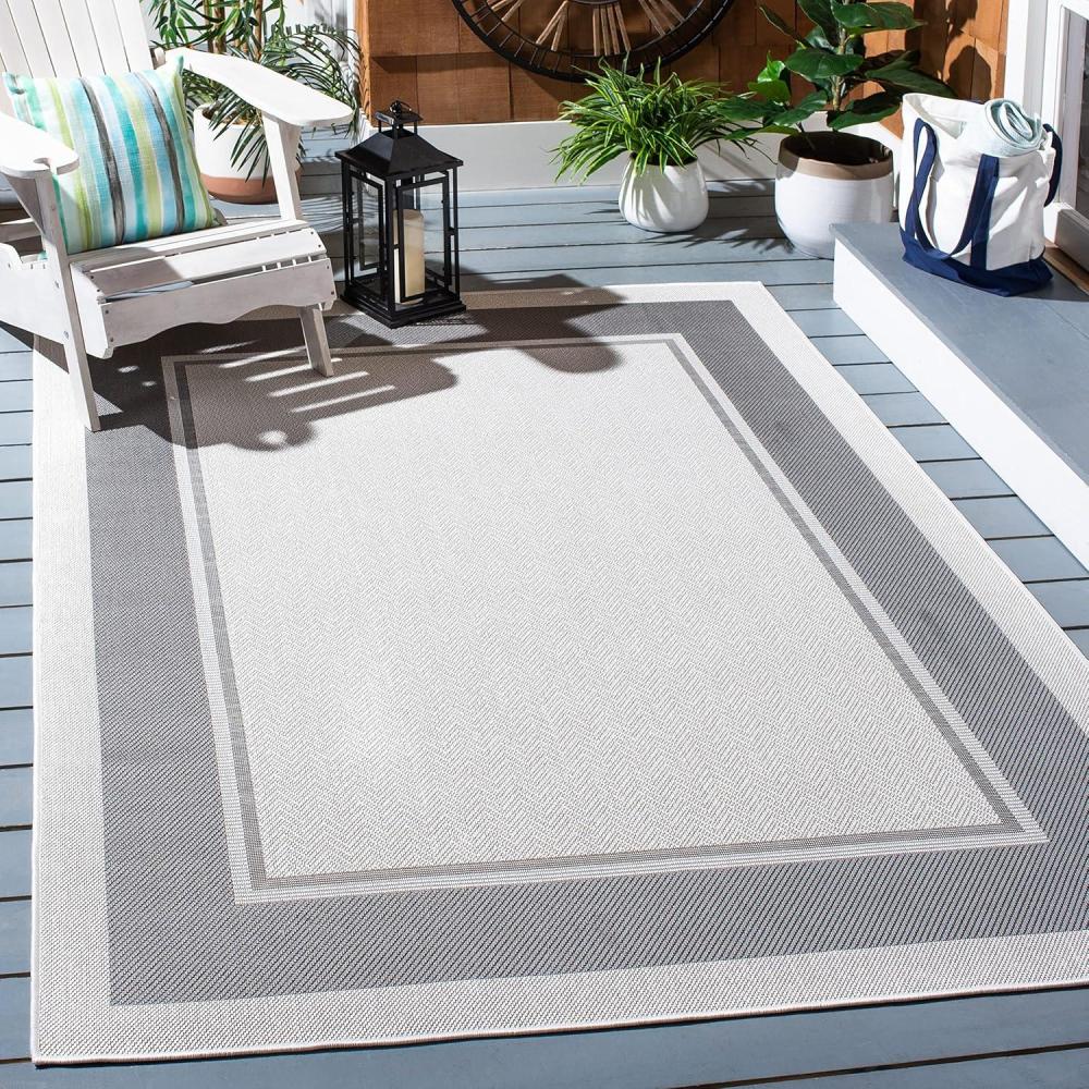 imageMartha Stewart x SAFAVIEH Outdoor Area Rug Collection 8 x 10 Ivory ampamp Grey Weather Resistant ampamp Washable Ideal for Patio Backyard Mudroom Deck Dining Space MSRO317FIvoryGrey
