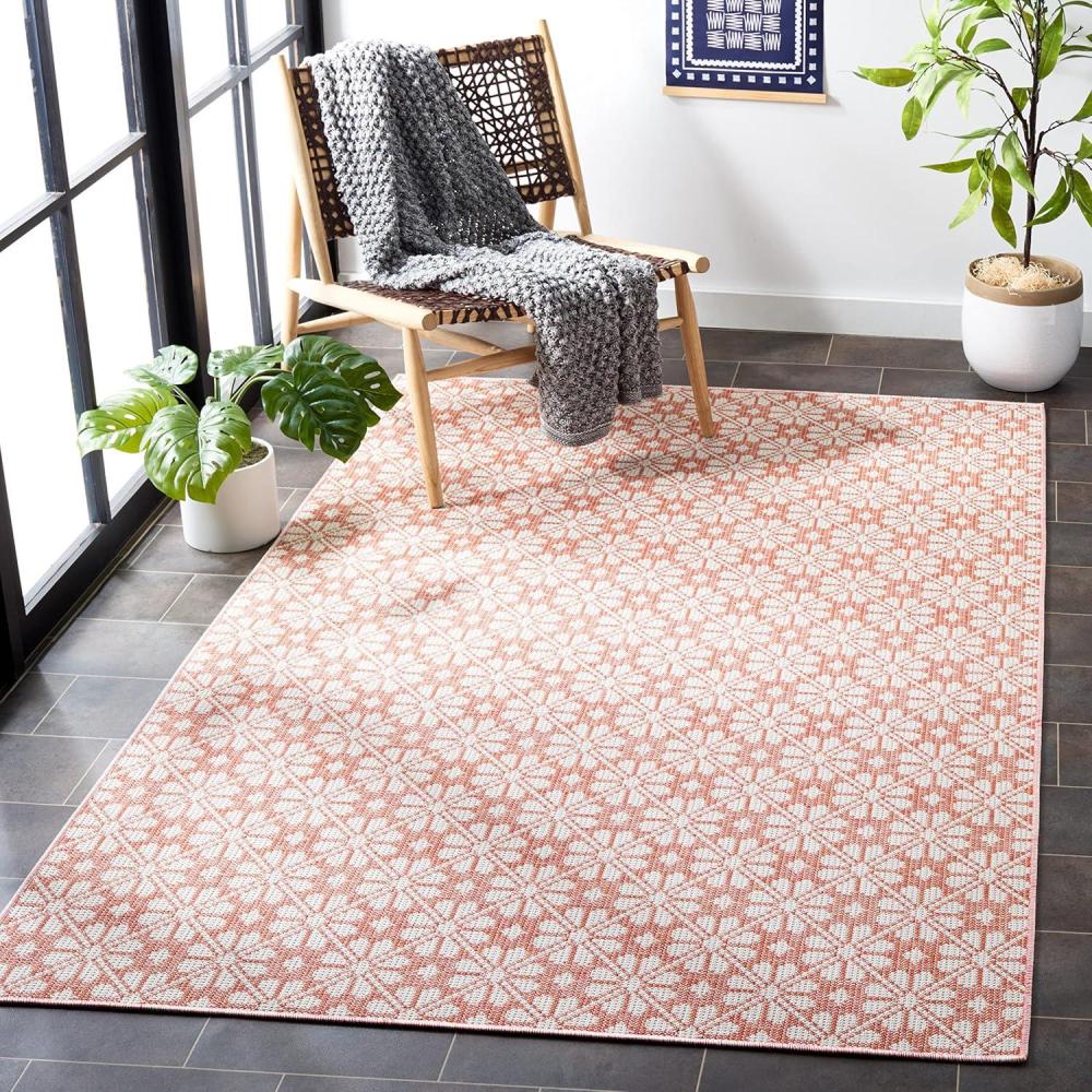 imageMartha Stewart x SAFAVIEH Outdoor Area Rug Collection 8 x 10 Terracotta Weather Resistant ampamp Washable Ideal for Patio Backyard Mudroom Deck Dining Space MSR4491S