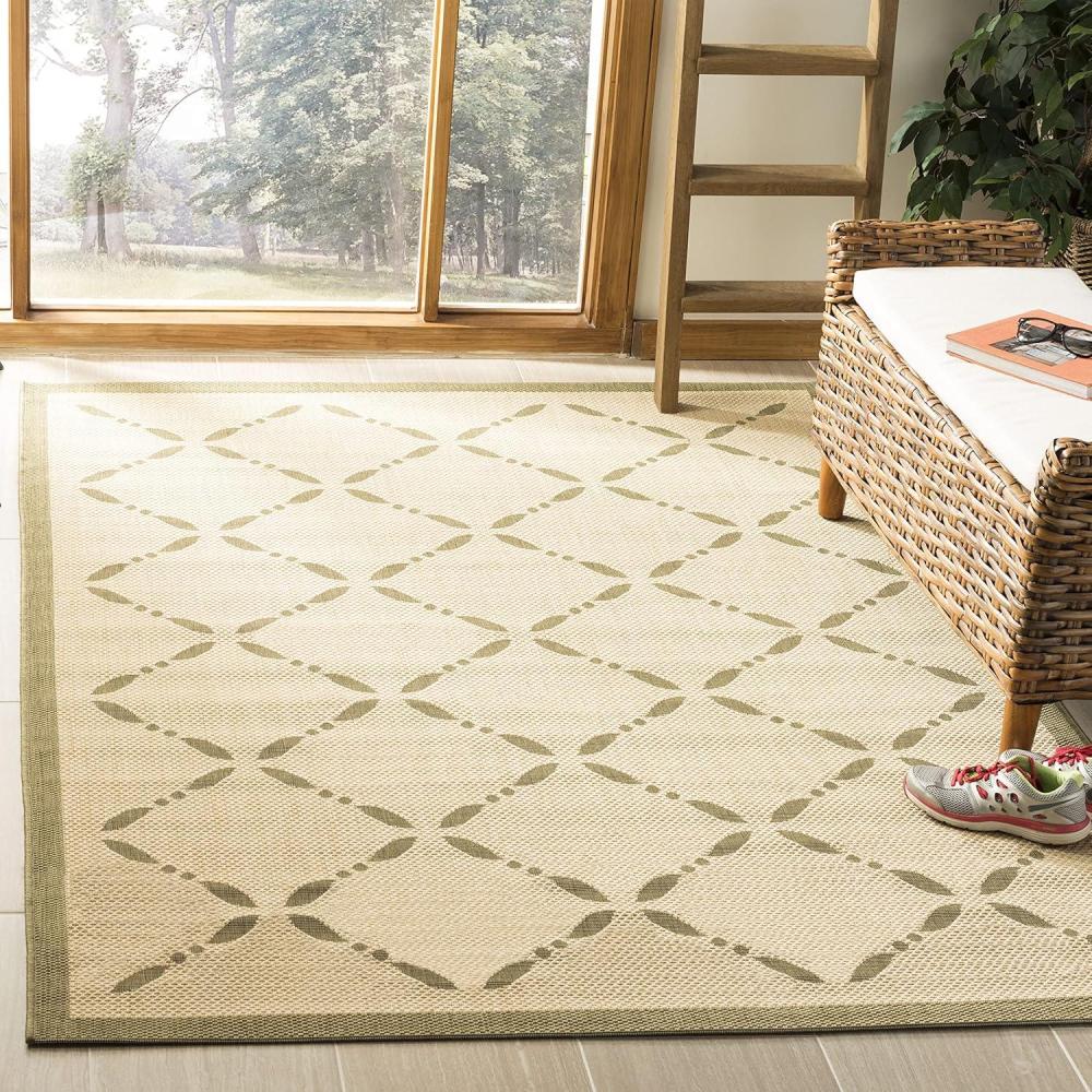 imageMartha Stewart x SAFAVIEH Outdoor Area Rug Collection 8 x 112quot Cream ampamp Green Weather Resistant ampamp Washable Ideal for Patio Backyard Mudroom Deck Dining Space MSR425214CreamGreen