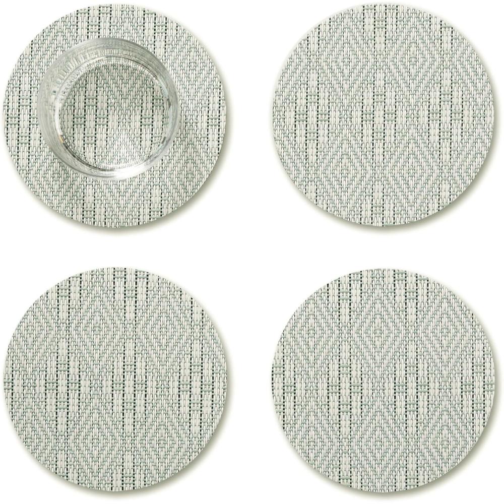 imageMartha by Martha Stewart Chilewich Boxwood Coasters in Abalone Set of 4 StainResistant Woven Textile with Recycled Felt Backing 5quot RoundAbalone