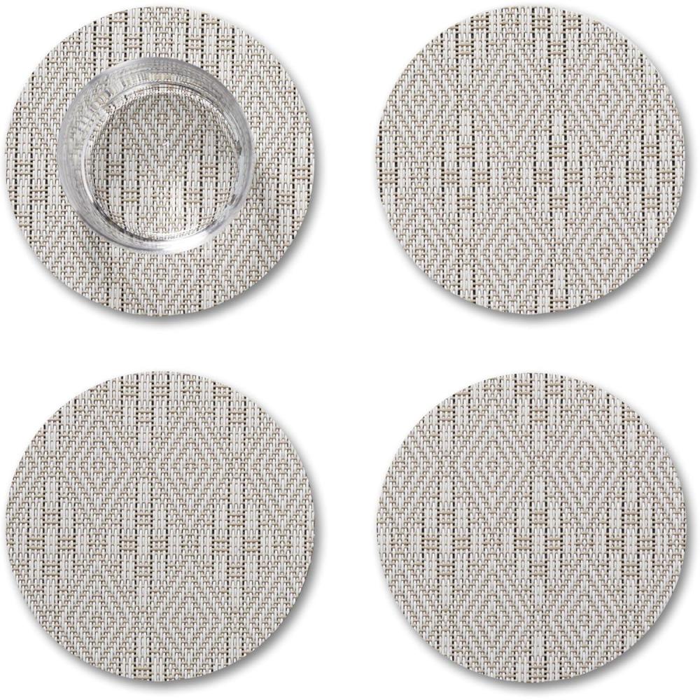 imageMartha by Martha Stewart Chilewich Boxwood Coasters in Abalone Set of 4 StainResistant Woven Textile with Recycled Felt Backing 5quot RoundFlax