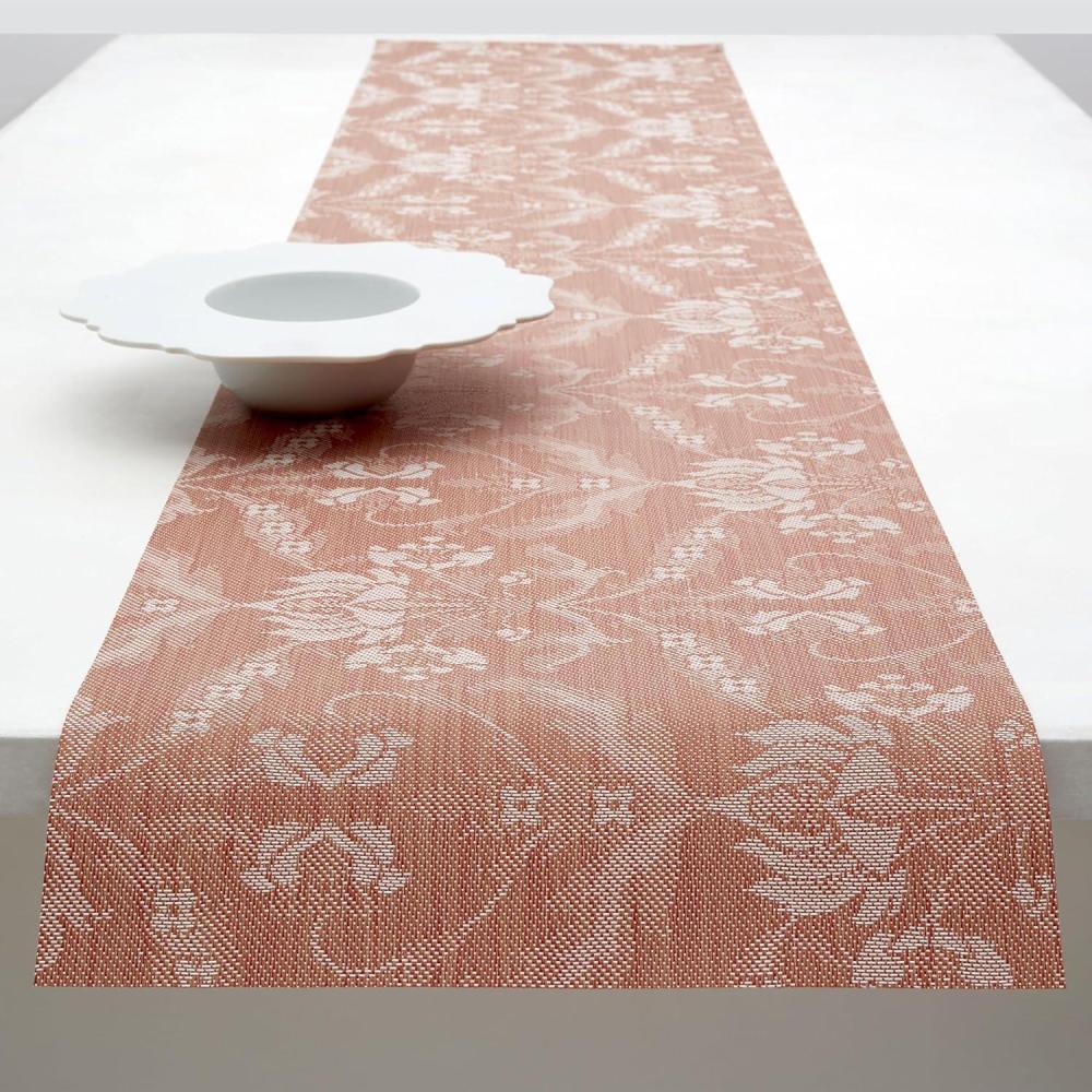imageMartha by Martha Stewart Chilewich Damask Table Runner in Abalone Easy Care Woven Textile IndoorOutdoor StainFade Resistant 14quot x 72quotBurnt Coral