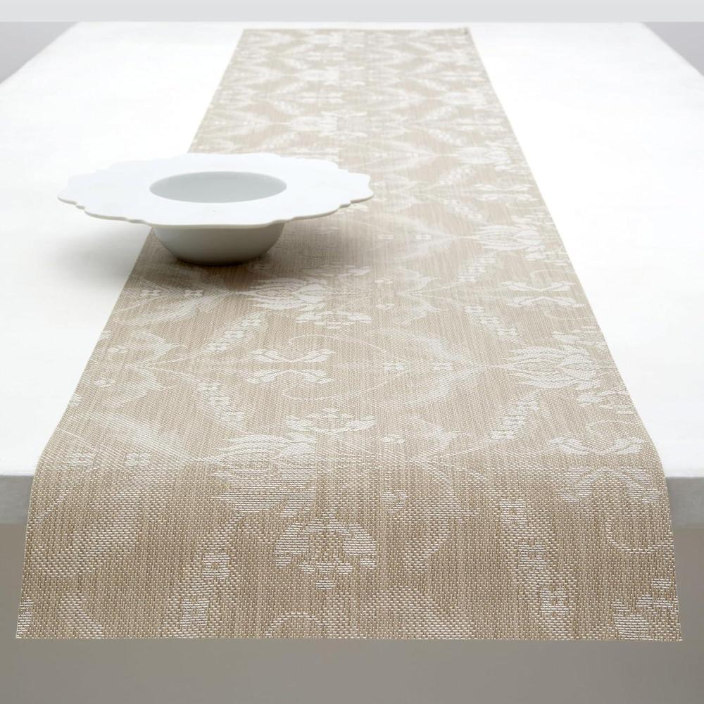 imageMartha by Martha Stewart Chilewich Damask Table Runner in Abalone Easy Care Woven Textile IndoorOutdoor StainFade Resistant 14quot x 72quotFlax