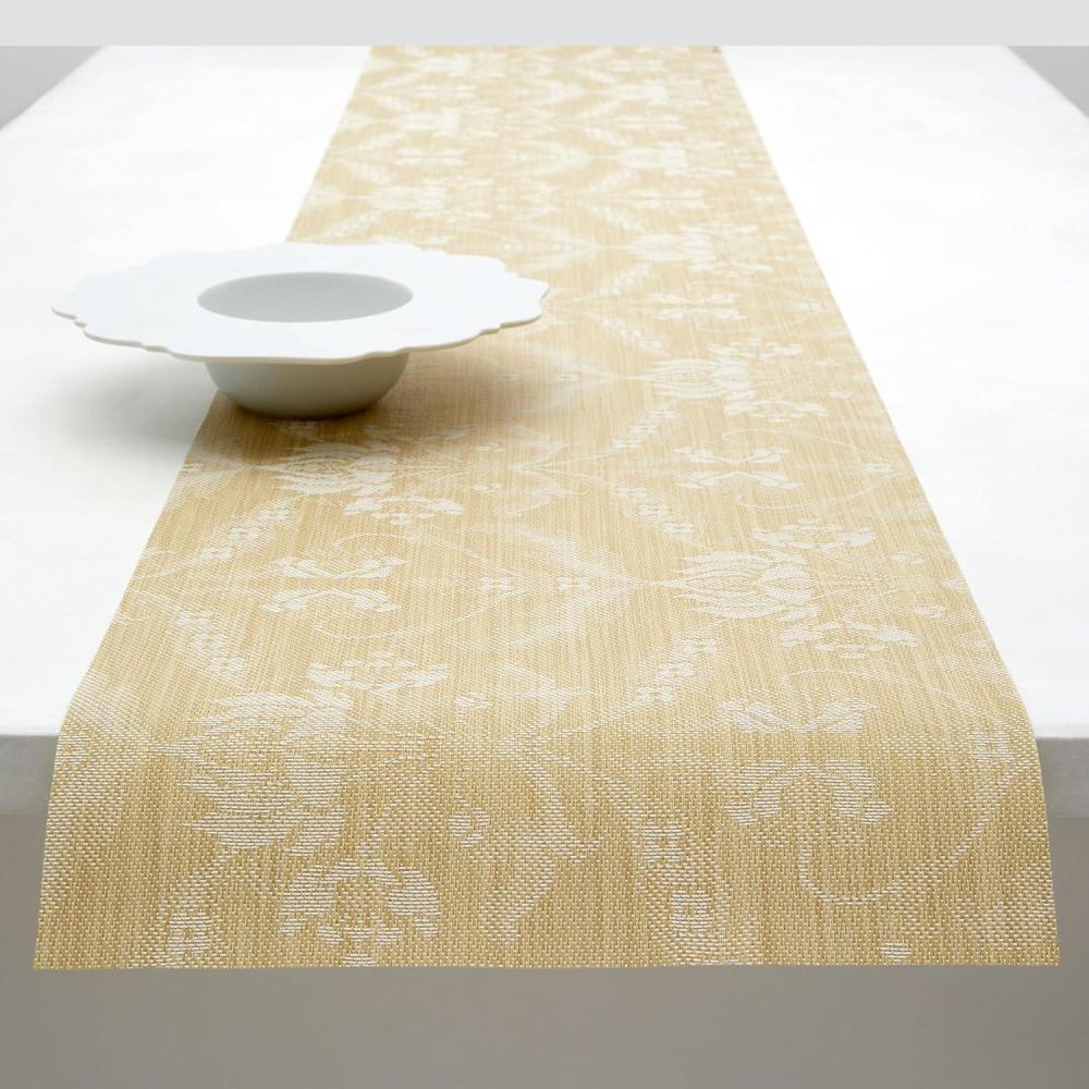 imageMartha by Martha Stewart Chilewich Damask Table Runner in Abalone Easy Care Woven Textile IndoorOutdoor StainFade Resistant 14quot x 72quotWheat