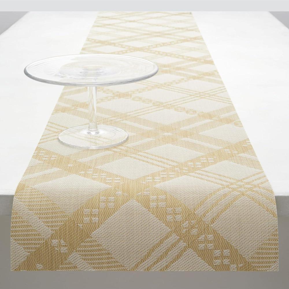imageMartha by Martha Stewart Chilewich Ribbons Table Runner in Burnt Coral Easy Care Woven Textile IndoorOutdoor StainFade Resistant 14quot x 72quotWheat