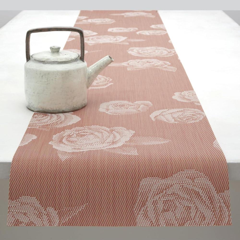 imageMartha by Martha Stewart Chilewich Rosette 14x72 Table Runner in FlaxBurnt Coral
