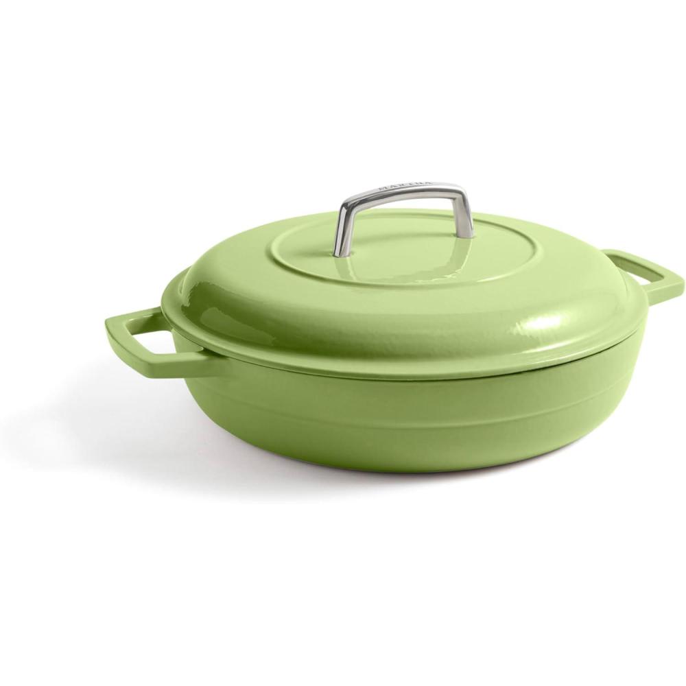 imageMartha by Martha Stewart 5 QT European Enameled Cast Iron Dutch Oven wLid CobblestoneBay Leaf