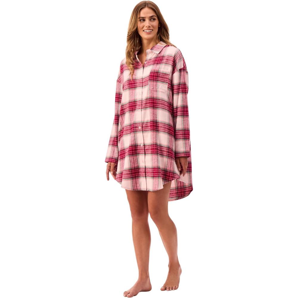 imagePeace Love ampamp Dreams Martha Stewart Womens Flannel Nightshirt  100 Cotton Long Sleeve Soft ampamp Warm Sleepwea