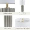 INK+IVY Table Lamp for Bedroom – Ceramic Fluted Design Nightstand Lamp, with Linen Drum Shade, Clear Polarized Cord, Rotary On/Off Switch On The Socket, Accent Lamp Decor, 27″ H Grey