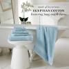 MARTHA STEWART 100% Cotton Bath Towels Set Of 6 Piece, 2 Bath Towels, 2 Hand Towels, 2 Washcloths, Quick Dry Towels, Soft & Absorbent, Bathroom Essentials, Light Gray(Spa Blue)