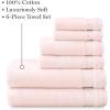 MARTHA STEWART 100% Cotton Bath Towels Set Of 6 Piece, 2 Bath Towels, 2 Hand Towels, 2 Washcloths, Quick Dry Towels, Soft & Absorbent, Bathroom Essentials, Light Gray(X Blush Pink)