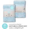 MARTHA STEWART 100% Cotton Bath Towels Set Of 6 Piece, 2 Bath Towels, 2 Hand Towels, 2 Washcloths, Quick Dry Towels, Soft & Absorbent, Bathroom Essentials, Light Gray(Spa Blue)