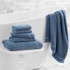 MARTHA STEWART 100% Cotton Bath Towels Set Of 6 Piece, 2 Bath Towels, 2 Hand Towels, 2 Washcloths, Quick Dry Towels, Soft & Absorbent, Bathroom Essentials, Light Gray(Textured Blue)