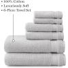 MARTHA STEWART 100% Cotton Bath Towels Set Of 6 Piece, 2 Bath Towels, 2 Hand Towels, 2 Washcloths, Quick Dry Towels, Soft & Absorbent, Bathroom Essentials, Light Gray(Light Gray)