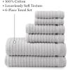 MARTHA STEWART 100% Cotton Bath Towels Set Of 6 Piece, 2 Bath Towels, 2 Hand Towels, 2 Washcloths, Quick Dry Towels, Soft & Absorbent, Bathroom Essentials, Light Gray(Textured Light Gray)
