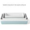 MARTHA STEWART 3 Piece Oven to Table Stoneware Bakeware, Baking Dish & Casserole Set – Red(Dusty Blue)