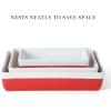 MARTHA STEWART 3 Piece Oven to Table Stoneware Bakeware, Baking Dish & Casserole Set – Red(Red)