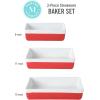 MARTHA STEWART 3 Piece Oven to Table Stoneware Bakeware, Baking Dish & Casserole Set – Red(Red)