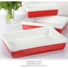 MARTHA STEWART 3 Piece Oven to Table Stoneware Bakeware, Baking Dish & Casserole Set – Red(Red)