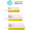 MARTHA STEWART 3 Piece Oven to Table Stoneware Bakeware, Baking Dish & Casserole Set – Red(Yellow)