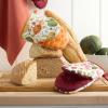 MARTHA STEWART Autumn Harvest Pumpkins Mini Oven Mitt 2-Pack Set, 100% Cotton with Decorative Non-Slip Silicone Grip, Heat Resistant, Orange/Green/Ivory, 5.5″X8″(Red/Green/Tan)