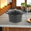 MARTHA STEWART Gatwick 7 QT Enamel Cast Iron Dutch Oven Pot with Lid, Martha Blue(Black Matte)