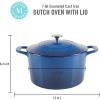 MARTHA STEWART Gatwick 7 QT Enamel Cast Iron Dutch Oven Pot with Lid, Martha Blue(Classic Blue)