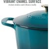 MARTHA STEWART Gatwick 7 QT Enamel Cast Iron Dutch Oven Pot with Lid, Martha Blue(Emerald Ombre)