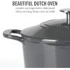 MARTHA STEWART Gatwick 7 QT Enamel Cast Iron Dutch Oven Pot with Lid, Martha Blue(Grey)