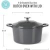 MARTHA STEWART Gatwick 7 QT Enamel Cast Iron Dutch Oven Pot with Lid, Martha Blue(Grey)