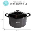 MARTHA STEWART Gatwick 7 QT Enamel Cast Iron Dutch Oven Pot with Lid, Martha Blue(Gun Metal Gray)