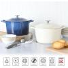 MARTHA STEWART Gatwick 7 QT Enamel Cast Iron Dutch Oven Pot with Lid, Martha Blue(Linen w/ Silver Knob)