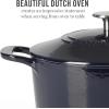 MARTHA STEWART Gatwick 7 QT Enamel Cast Iron Dutch Oven Pot with Lid, Martha Blue(Navy Blue)