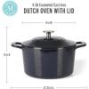 MARTHA STEWART Gatwick 7 QT Enamel Cast Iron Dutch Oven Pot with Lid, Martha Blue(Navy Blue)