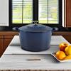 MARTHA STEWART Gatwick 7 QT Enamel Cast Iron Dutch Oven Pot with Lid, Martha Blue(Navy w/ Gold Knob)