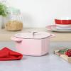 MARTHA STEWART Gatwick 7 QT Enamel Cast Iron Dutch Oven Pot with Lid, Martha Blue(Pink (Heart Shaped))