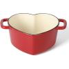 MARTHA STEWART Gatwick 7 QT Enamel Cast Iron Dutch Oven Pot with Lid, Martha Blue(Red (Heart Shaped))