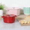 MARTHA STEWART Gatwick 7 QT Enamel Cast Iron Dutch Oven Pot with Lid, Martha Blue(Red (Heart Shaped))