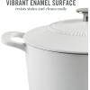MARTHA STEWART Gatwick 7 QT Enamel Cast Iron Dutch Oven Pot with Lid, Martha Blue(White Matte)