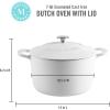MARTHA STEWART Gatwick 7 QT Enamel Cast Iron Dutch Oven Pot with Lid, Martha Blue(White Matte)